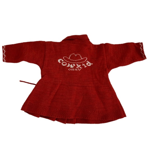 OLILY SWEATER SIZE: 9 to 12 Months PEPLUM TIE WAIST 3 BUTTON RED - Picture 2 of 4